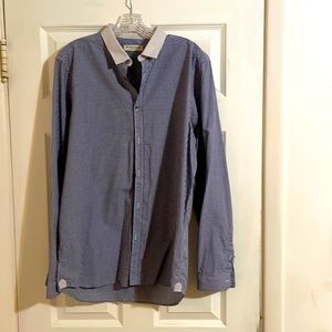 Men’s BURBERRY Dress Shit, XL, Blue/White